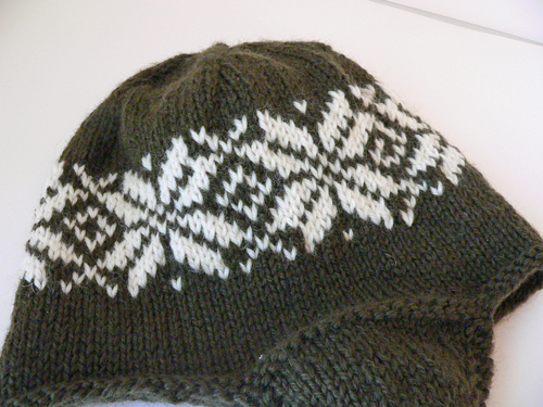 Earflap Wool Cap. Earflap Snowflake Hat