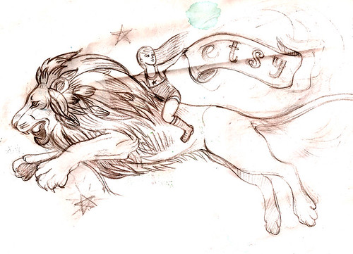 'Sketch of Etsy lion' - SheRidesTheLion.com on Flickr