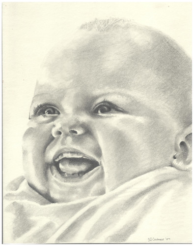 Graphite portrait or an infant entitled Eve