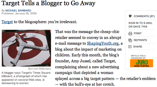 Target Tells a Blogger to Go Away - New York Times