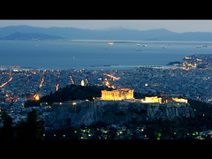 Night falls over Athens