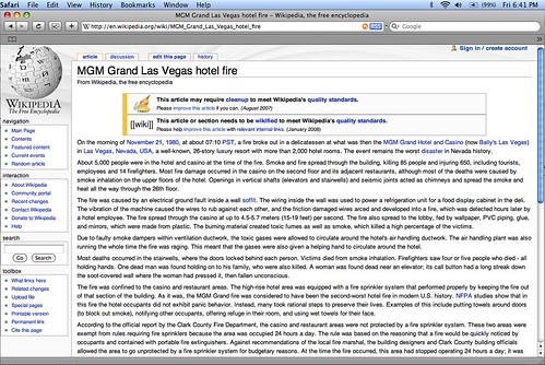 Wikipedia entry on MGM Grand hotel fire