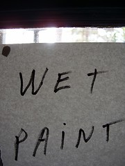 Wet Paint Hand Lettered Sign by Charlie