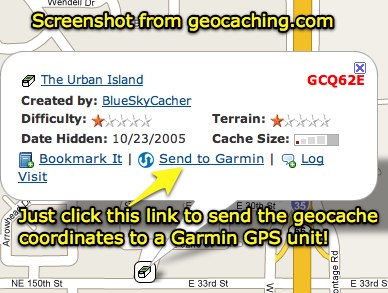 Send Geocaching details to a Garmin GPS unit with one click