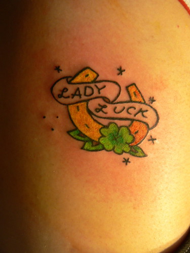 Lady Luck Tattoo. All done! Booya! Hows that for first tattoo she's ever 