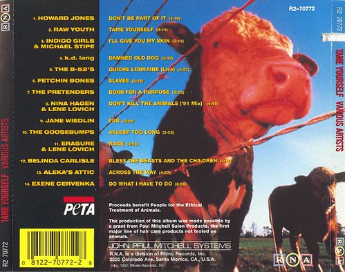 Tame Yourself (album to benefit PETA) (rear insert)