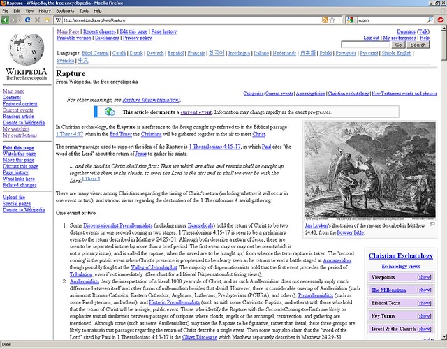 Rapture: Wikipedia page on 21 May, 2011