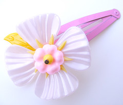 Pink and Yellow Vintage Flowers Barrette