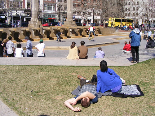 Lying In Copley Square, Watching Skaters