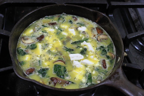 frittata going in the oven