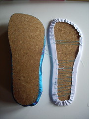 Blue brocade slippers - an experiment!
