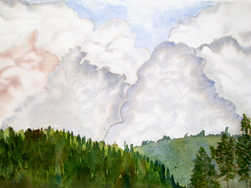 Watercolor Landscape - Clouds