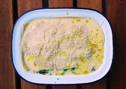 Yellow Pepper, Goats Cheese & Spinach Lasagne