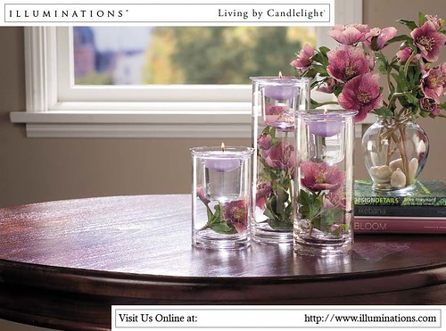 Candles with pink blooms