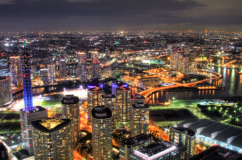 フリー写真素材|建築・建造物|都市・街|夜景|日本|神奈川県|HDR|
