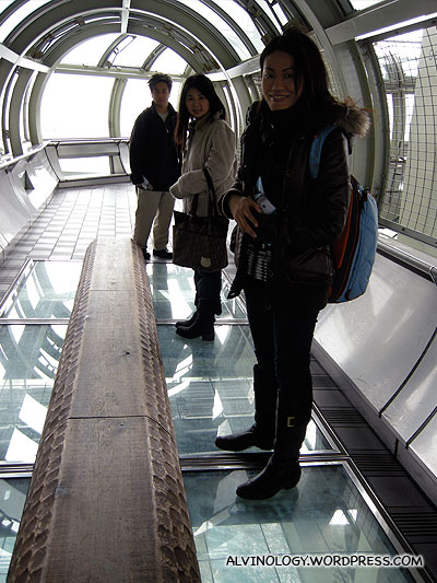 Scary... standing on transparent glass tiles