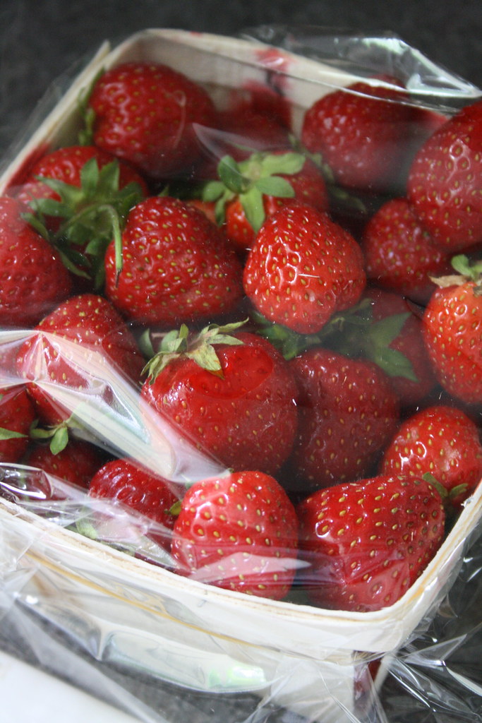 Fresh local strawberries for the syrup
