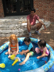 In the pool at the Steins' home