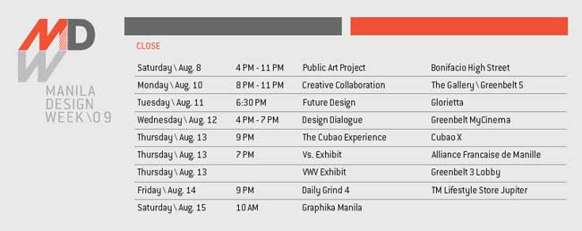 Manila Design Week 2009 Schedule