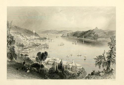 004- El Bosforo desde el palacio de Beshik-Tash-Las bellezas del Bosforo 1838-W.H. Bartlett