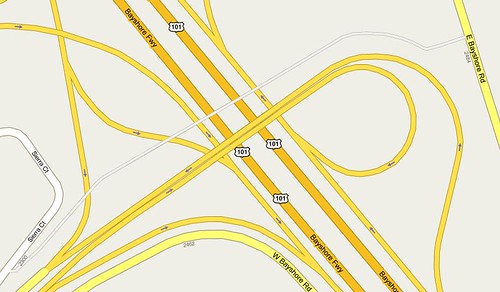 Palo Alto Oregon Expressway bike bridge on Google Maps