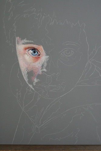 In progress colored pencil drawing entitled Mathew