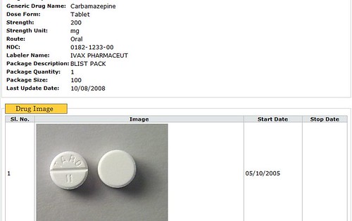 Screenshot showing the drug details view with picture of the drug