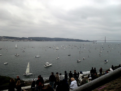 Boats in the bay, waiting to watch the show