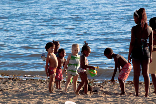 Kids play at the beach