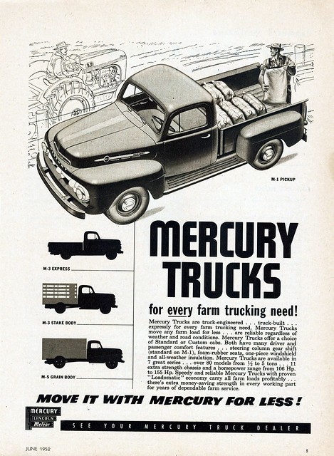 canada mercury ad pickup trucks 1952