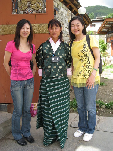 Three Bhutanese women posing for photo