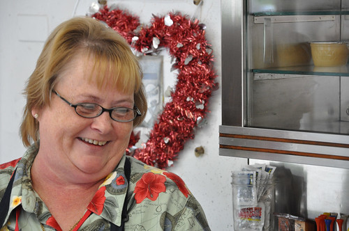 Vicky Vaughn owns the Diner with her husband Whitmain. People never know what Im going to say or do.  Thats why they love to come in here.