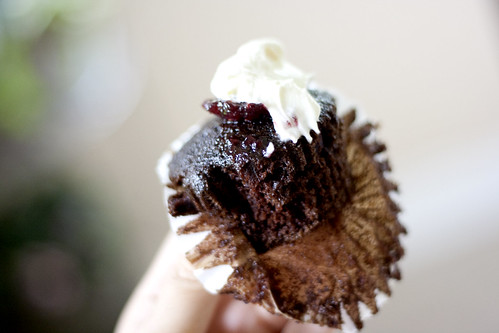 raspberry white chocolate truffle cupcake