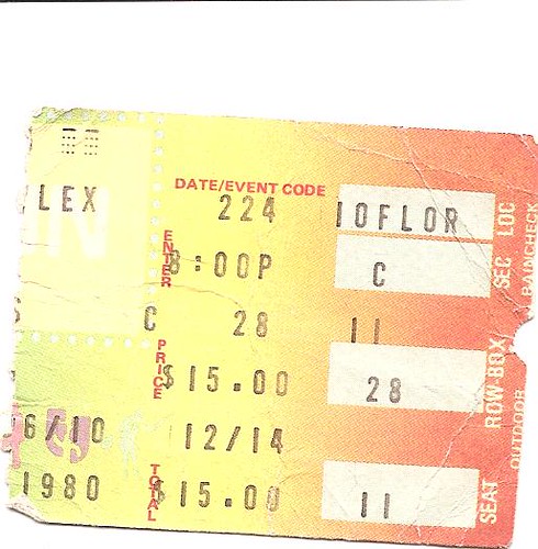 My stub from The Wall at Nassau Coliseum.  Note the exorbitant $15 price!