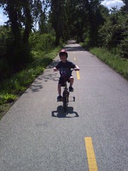 Jacob riding on the bike trail