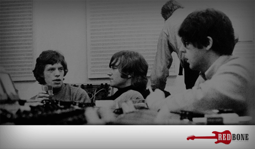 Mick, John and Paul during a Revolver mixing session.