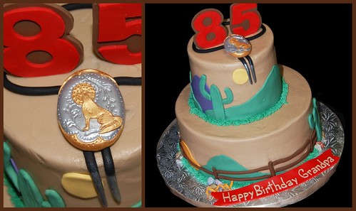 85th birthday arizona themed cake with bola tie