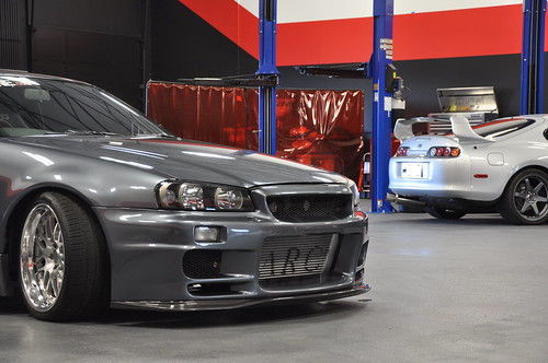 Nissan Skyline R34 GTR and Toyota Supra MKIV at Portland Speed Industries by