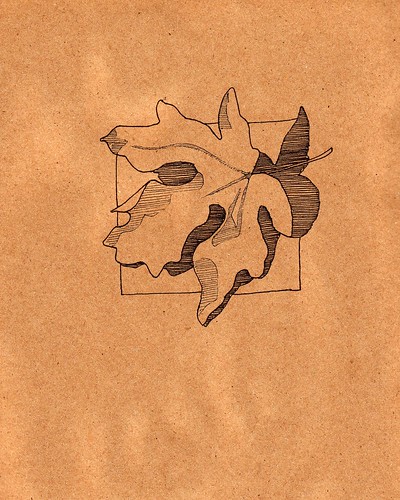 Leaf on craft paper