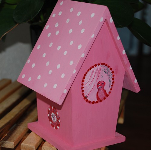 pink bird house