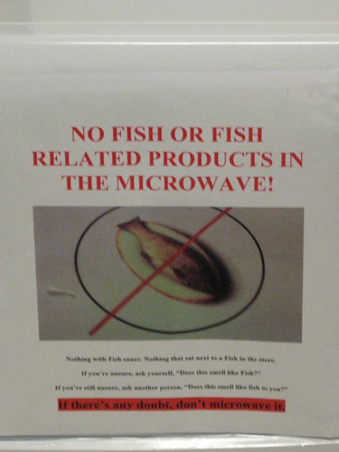 No fish or fish related products in the microwave