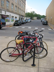 Bike rack near Dave's Taverna and SBC