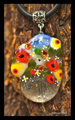 Poppies and Posies...see through bud vase pendant by you.