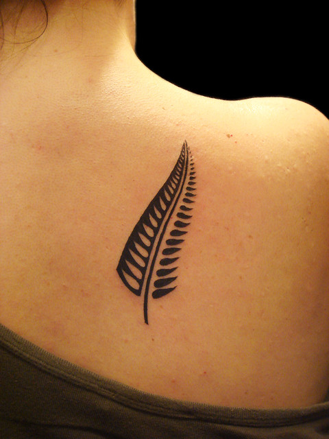 New Zealand fern leaf tattoo. Miguel Angel Custom Tattoo Artist