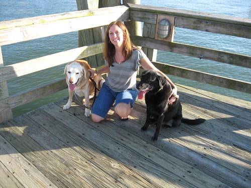 Sam and Buddy on the pier in Hilton Head.  Buddy seemed a little nervous by the waves.  I dont think he is water dog.