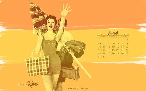 desktop wallpaper retro. August 2009 Desktop Calendar