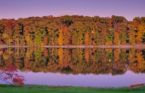 Lake Chesterfield at dusk, in Wildwood, Missouri, USA