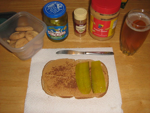 Peanut butter pickle sandwich