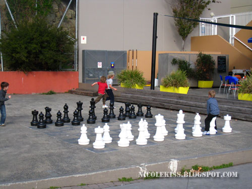 kids and giant chess