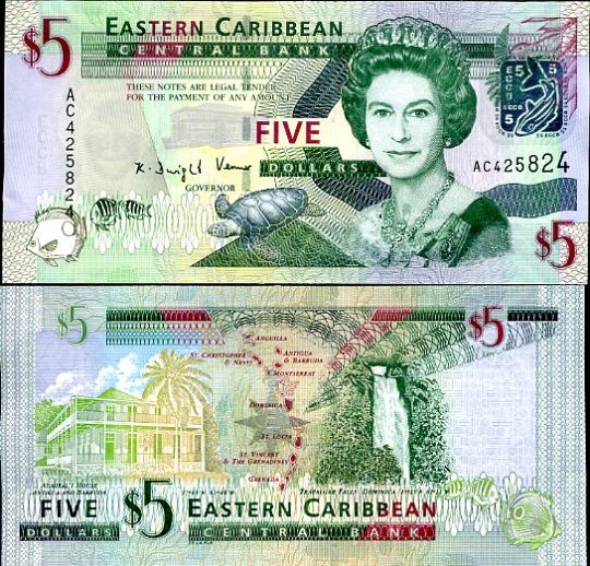 5 Dolárov Východný Karibik 2008